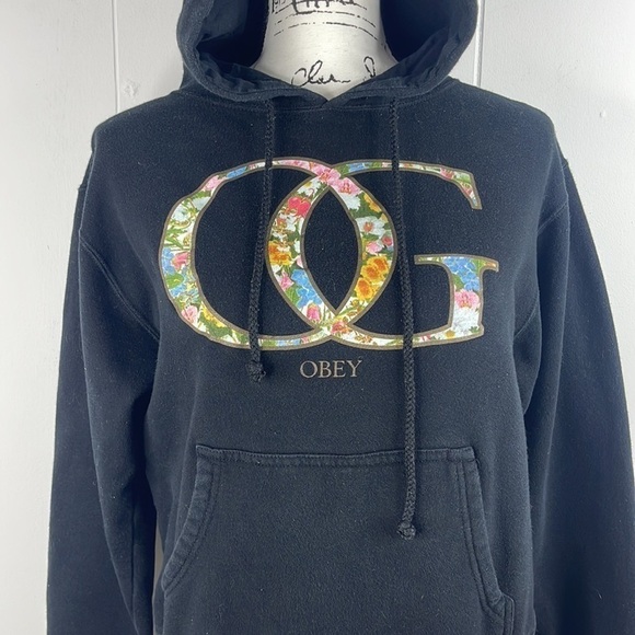 Obey OG Floral Obey Giant Black Hoodie Girls Medium - Picture 2 of 10